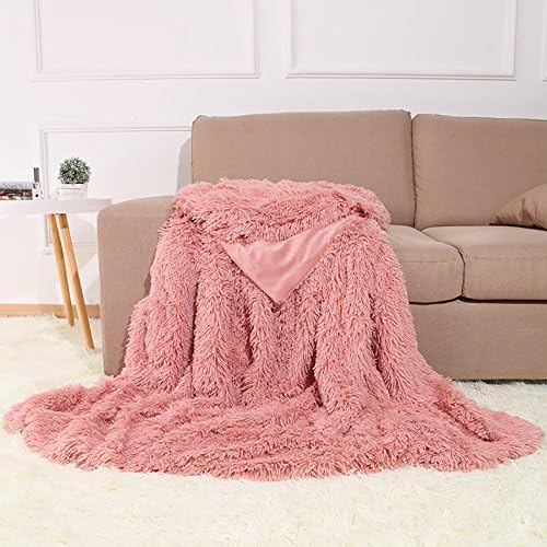 Super Soft Long Shaggy Throw Blanket Faux Fur Warm Elegant Cozy With Fluffy Blanket Bedspread Suitable for Bed Chair or Sofa (130 x 160 cm)