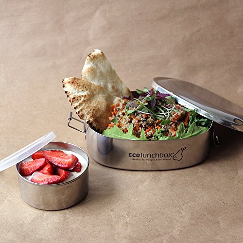 ECOlunchbox Oval, 2-teilige Brotdose aus Edelstahl mit separater, auslaufsicherer Runddose | Lunchbox | Bento Box - 3