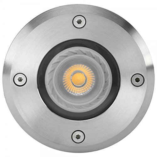 3er LED Bodeneinbaustrahler Set mit LED GU10 Markenstrahler von LEDANDO – 7W – 530lm – warmweiß – rund – IP65 – Blende Edelstahl 316 – belastbar 1t – 50W Ersatz – 30° Abstrahlwinkel – A+ [Bodeneinbauleuchte Bodenleuchte Bodenlampe] - 2