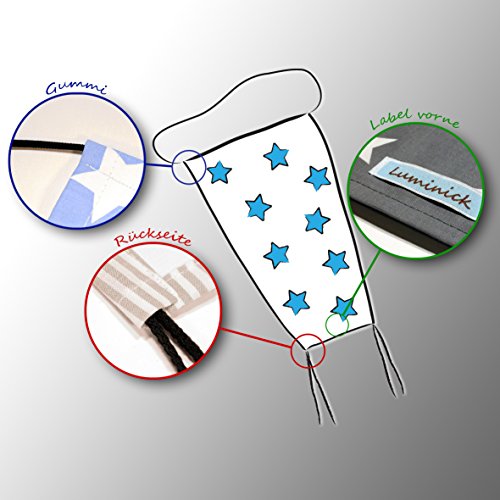 Hochwertiges Sonnensegel (weiss) mit grauen Sternen für den Kinderwagen mit UV-Schutz, Sonnenschutz, universell passend - 4
