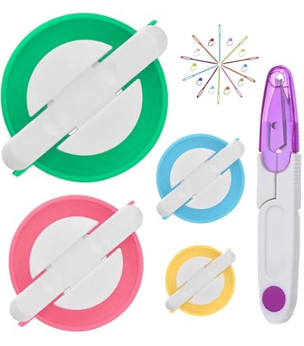 Kit Telares Circulares Y Pompones - 4 Tamaños De Telar + 4 Medidas De Pompones, Incluye Aguja Y Ganchillo