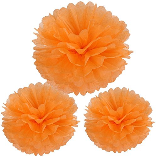 Yahee 30 Stück Papier Pompom Pompons Hängedeko Papierblumen Papier Ball für Hochzeit Geburtstag Babytaufe Fest (Orange) - 9