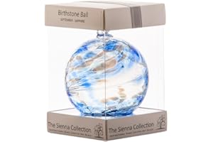 Sienna Glass 10cm September Birthstone Friendship Ball – Handcrafted Mouth-Blown Sapphire-Coloured Glass Ornament – Gift-Boxed Decoration with Hanging Ribbon and Tag – Symbolic Keepsake for Birthdays