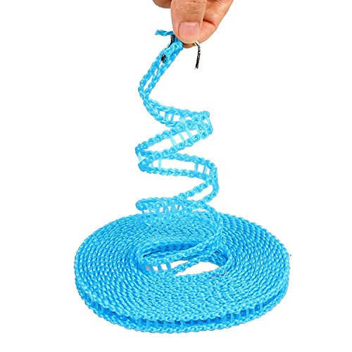 BlueBeach® Packung 3 Tragbar Winddichte Wäscheleine Kleiderlinie 5m Trocknen Wäscheleine Kleider Seil für Outdoor / Indoor / Home / Reisen (zufällige Farbe) - 4