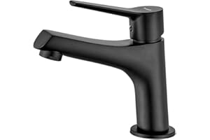 Ibergrif M11026B Arial, Mitigeur de Lavabo, Robinet de Salle de Bains Monocommande, Noir