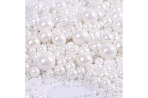 PHILAEEC Weiße Perle Zuckerstreusel Essbare Süßigkeiten Perlen 120g, Mischgröße, Backkuchen Dekorationen, Eis Toppings und Cookie Dekoration, Hochzeit Geburtstagsparty Halloween Chirstmas Zubehör