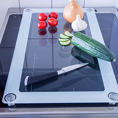 2 x Herdabdeckplatte Glas 52 x 30 cm | Schneideplatte für den Herd