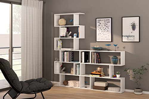 Habitdesign - 301011BO Estantería Athena alta ,acabado Blanco Brillo, medida 80x192x25cm de fondo