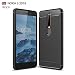Produktbild LJSM Hülle Nokia 6.1/Nokia 6 2018 Schwarz Kohlefaser Silikon Schale Schutzhülle Case Cover TPU Handyhülle Weiche Carbon Fiber Handytasche Carbon Faser Tasche für Nokia 6.1/Nokia 6 2018 (5.5")