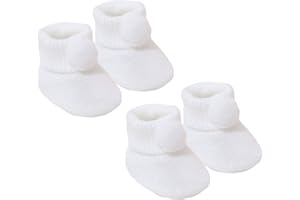 ONLYBEE 2 Pairs of Baby Pom Pom Booties Newborn to 3 Months