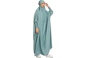 BRONG Abaya Femme Musulmane Tenue de Priere Femme Musulmane Robe de Priere 1 Piece Djellaba Femme Hijab Niqab à Manches Longues Jilbeb Vêtements