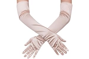 Ksnnrsng Gants Longs Élastiques de Femme pour Mariage Soirée Mariage Satin Accessoire de Robe Année 1920s Style gants charleston Classique pour Mariage Soirée Opéra Taille Élastique