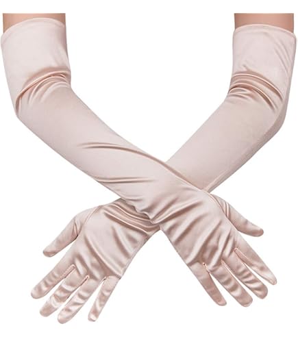 Gants Longs En Satin Femme Années 20 - Pour Mariage, Soirée, Costume Gatsby, Taille élastique, élégants