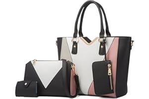 AioTio Borsa Donna Set Borse a Mano Borse a Tracolla Grande Borse a Spalla Borse Tote in Pelle PU Borse Donna Elegante 4 Pezzi Set