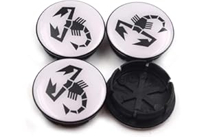 DADYM 4 Tappi Coprimozzo per Fiat Abarth Marea Punto 500 50mm Fregi Cerchi in Lega Coprimozzo Copertura Centrale Della Ruota per Cerchioni Copertura Antipolvere,White