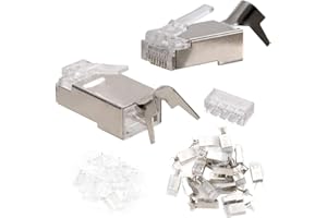 Greluma 20 Pz Estremità CAT7, connettori RJ45 schermati in metallo Spina modulare - FTP 8P8C Connettore Ethernet a crimpare cavo di rete RJ45 (foro filo 1,45 mm)