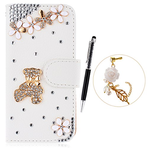 GrandEver-Leather-Case-for-Microsoft-Lumia-535-Cover-Diamond-Bling-Pattern-Wallet-PU-Cover-Flip-Case-Book-Style-Folio-Durable-Back-Cover-Holster-Card-Slots-Stand-Function-with-Magnet-Closure-Protectiv