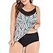 Produktbild POIUDE Damen Mesh Bikini-Set Push up Tankini Hotpants Verstellbare Bände Boyshorts Split Badeanzug(Bunt, XX-Large)