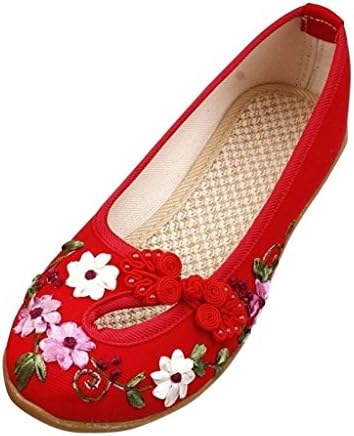 Kadcope Women Beijing Style Espadrilles Embroidery Ventilate Pumps