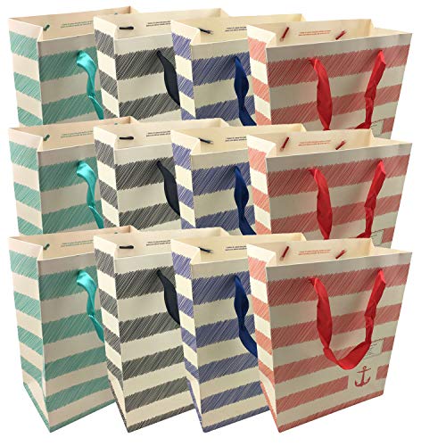 NIMNIK Sacs Cadeaux Medium - 12 pcs Panier Sac de Papier fête des pères, Sacs-Cadeaux de fête d'anniversaire [23 x 18 x 10 cm]