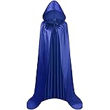 Proumhang Blu Mantello con Cappuccio Lungo in Raso Adulto Costume di Halloween Capo Masquerade Costume di Natale S