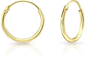 DTPsilver® Boucle d'oreille Femme - Creole - Boucles d'oreilles Femme Or - Anneau Boucle d'oreille - Creole Plaqué Or - Argent - Créoles plaqué Or Femme - Épaisseur 1.2 mm - 8 à 80 mm