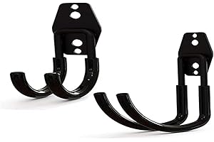 JULIYEH 2 Piezas Soporte para Manguera de Jardín de Garaje, Ganchos de Garaje Negro, Ganchos de Almacenamiento de Garaje, Heavy Duty para Organizar Herramientas Eléctricas, para Jardín, Garaje, Negro