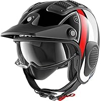 Tiburón x-drak Terrence Open Face casco de moto, Black White Red, XS