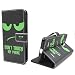 Produktbild Handy Tasche Book Style Rahmen Flip Cover Case Schutz Hülle Etui Motiv Wallet, Für Handy:Samsung Galaxy A3, Motiv:DONT TOUCH MY PHONE GRÜN