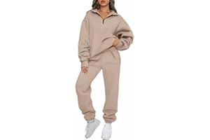 JFAN Sportivo Donna Completo Casual Felpa Lunga con Mezza Zip Due Pezzi Pantaloni Sportivi Tuta Donna Sportiva in Tinta Unita