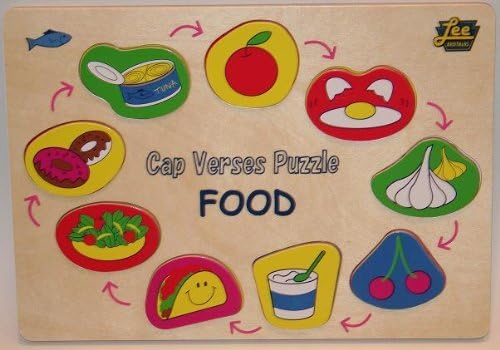 Lee Brothers Toys Cap Verses Wooden Puzzle Food, Name Game Last Letter of Each Word Is the First of the Next Educational by Lee Brothers Toys