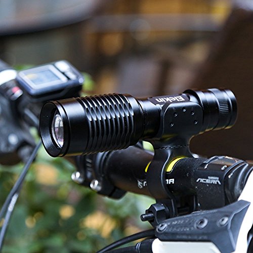 Elekin Taschenlampe Blendung CREE XML T6 Wasserdichte Teleskopfokus, 5-Gang-Modus und 360 Fahrradhalterung - 2