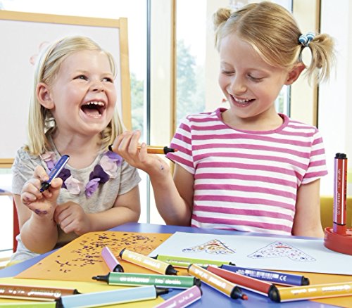 Stabilo Gefederter Dreikant-Filzstift Trio Scribbi (mit 12 verschiedenen Farben) 12er Tischset - 5