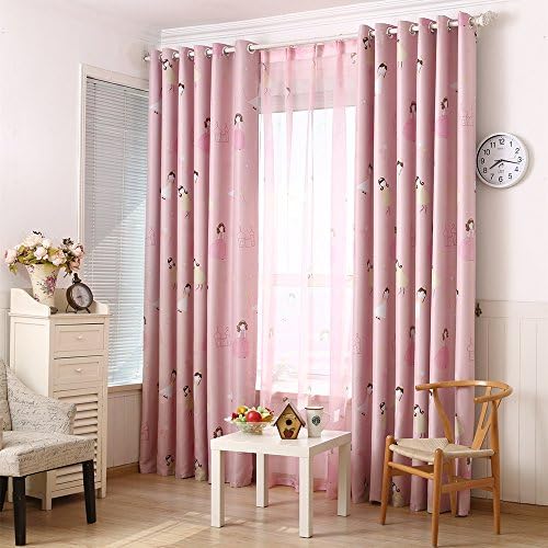 Countrycurtains Pink Children Cartoon Print Blackout Top Silver Grommets Curtain 54"x84" Two Panels