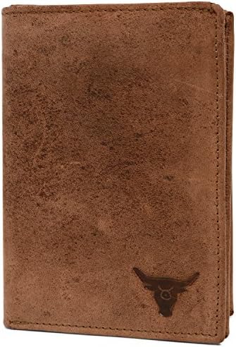 KRYPT 'Taylor the Tall' RFID-blocking genuine buffalo leather wallet in vintage style - RusticBrown