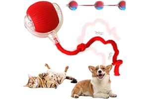FYNDORS Interactive Rolling Cat Dog Ball, Upgraded Self Moving Toy, Chewie Viral Electric Dog Toys, Active Rolling Ball for Dogs, 360° Smart Automatic Rolling Pet Balls with Tail (Red)