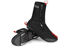SouiWuzi Cycling Overshoes Waterproof Windproof Fleece Lined MTB Road Warm Bike Shoes Covers Bicycle Winter Thermal Protector(Black, S)