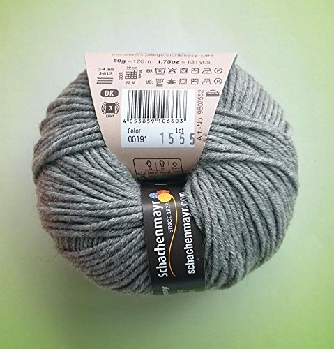 Hdk-Versand Schachenmayr Merino Extrafine 120 Strickgarn aus 100 % Schurwolle (Flanell meliert 191)