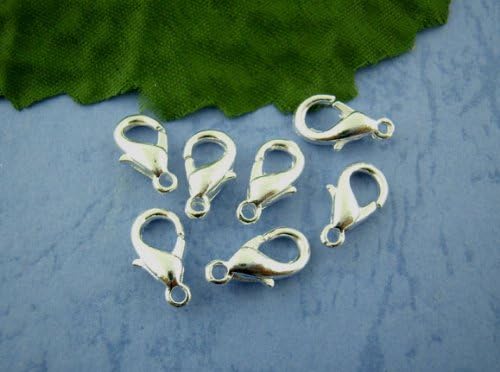 HOUSWEETY 50Pcs Silver Plated Lobster Parrot Clasps 14x7mm