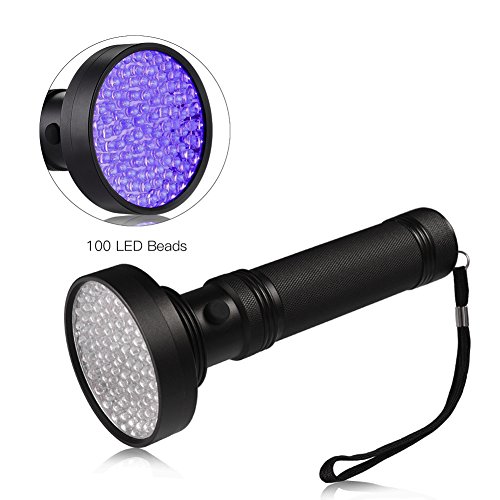 LEDGLE LED UV-Taschenlampe,UV-Beast/Pet/Urin-Finder,Fleck Detektor, schwarze Taschenlampe, 100 LED Perlen, mit Lanyard - 3