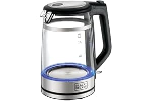 BLACK+DECKER Digital Kettle, 2200W, 1.7L, Touch Screen, Double Wall Design, 6 Preset Temps, 30-Min Keep Warm, LED Display, Auto Shut-Off, Boil-Dry Protection, Cool-Touch Exterior, Black - GK220-B5