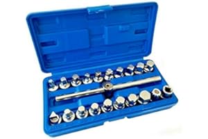 TOPOLENASHOP Set 21 Chiavi Bussola per Tappi Scarico Coppa Olio – Attacco 3/8'' in Valigia – Utensili in Acciaio per Manutenzione Auto e Officina – Kit Professionale Codice A.00072