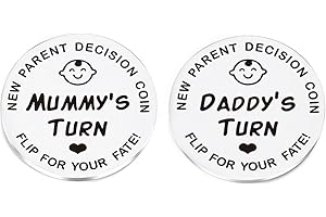 HRLORK New Parents Decision Coin Stainless Steel Decision Coin Funny Newborn Baby Gifts Mum and Dad Flip Coin for Mother's Day Birthday Shower Gift Novelty Gift