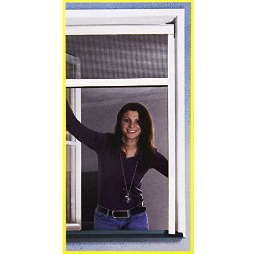 Preisvergleich Produktbild Insektenschutz Rollo 130x160cm Braun Fliegengitter Fenster Netz Rhino Screen