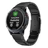 SUPORE Garmin Fenix 5 Armbanduhr Band, Ersatz Edelstahl Link Metall Gurt Schnell freigesetzt Leder Flechtband für Garmin Fenix 5