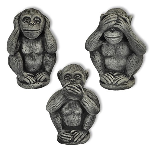 3 Affen Set massiv Nichts sehen hören sagen Glücksbringer Skulptur