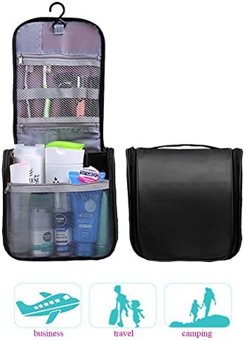 Hanging Men Toiletry Bag Portable Travel Toiletry Bag for Women Hanging Toiletry Kit Organizer Comestic Bag (Black)