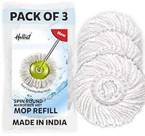 Helliot 360 Spin Microfiber Mop Head Refills Only (Standard Size) (Pack of 3)