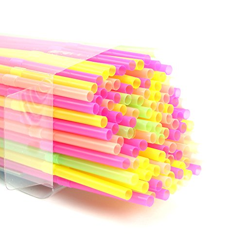 COM-FOUR® 400x Trinkhalme Strohhalme Knicktrinkhalme (Bunt – 400 Stück) - 4