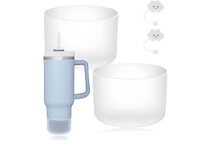 Ruikdly Bouteille d'eau 2 pièces Manchon de Botte de Protection en Silicone avec 2 Couvercles de Paille Anti-Poussière Botte Flexible Anti-dérapante pour Bouteille (Blanc transparent)